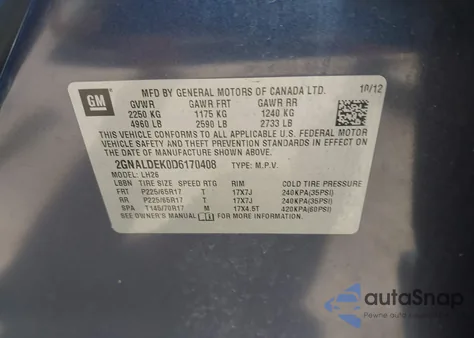 2013 Chevrolet Equinox Lt from USA, damaged, VIN 2GNALDEK0D6170408